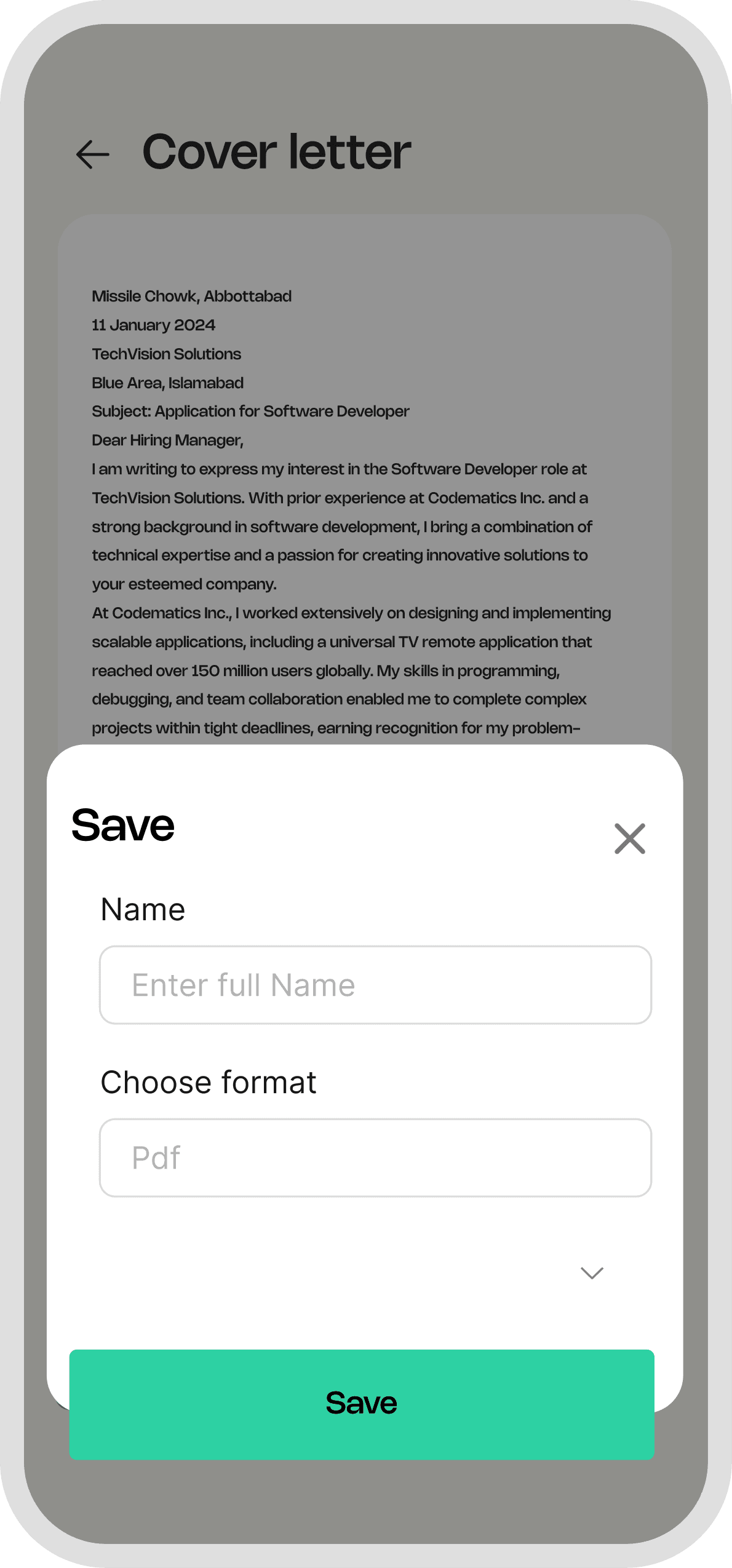 Cover Letter Screen 10
