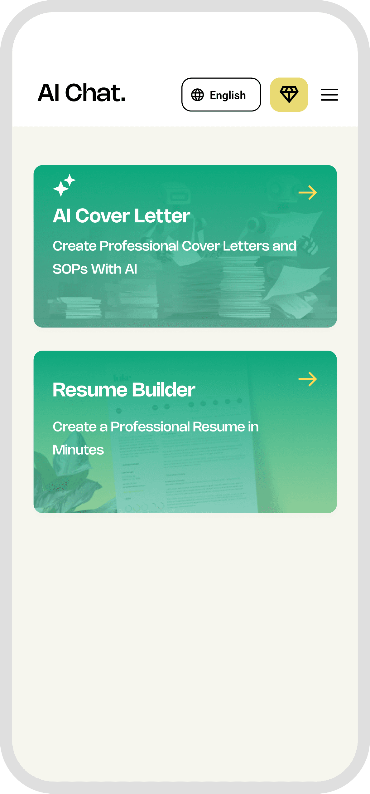 Mobile app mockup