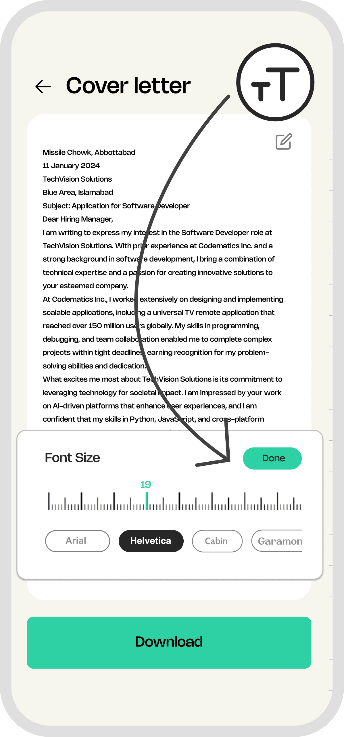 Cover Letter Screen 9